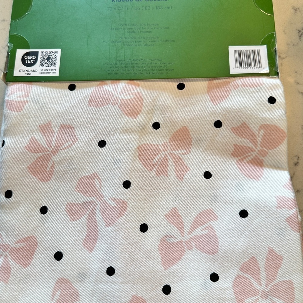 Kate Spade Chalk Pink Holiday Bows  Shower Curtain - NWT (72x72) - Picture 5 of 8